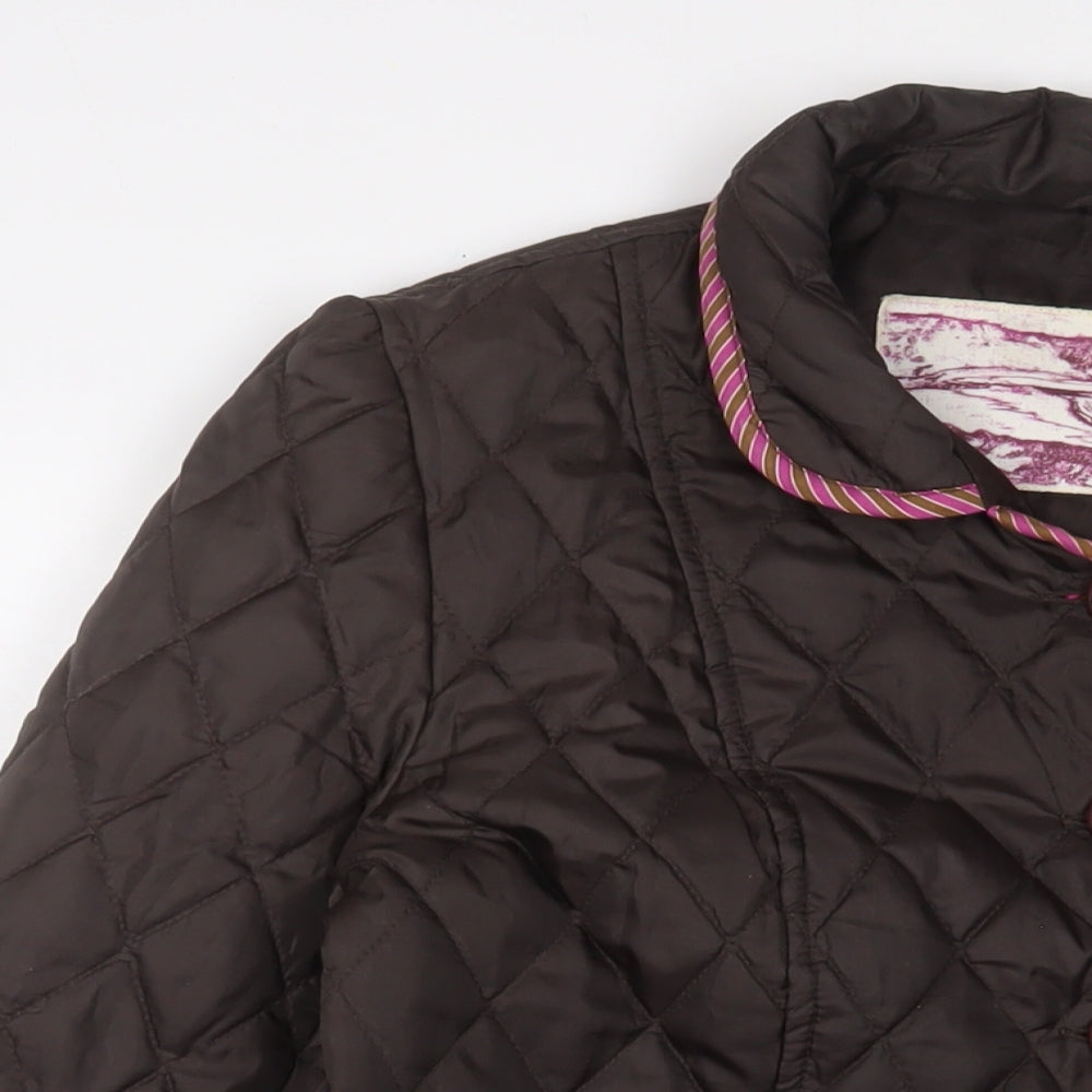Knots Womens Brown Quilted Jacket Size 14 Button