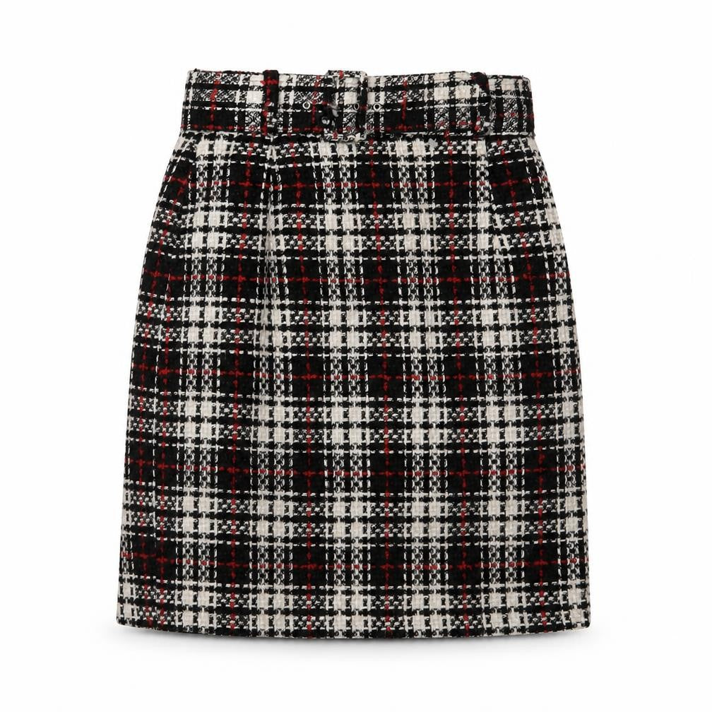 Zygo Womens Red Plaid Acrylic A-Line Skirt Size 10 Zip - Belted