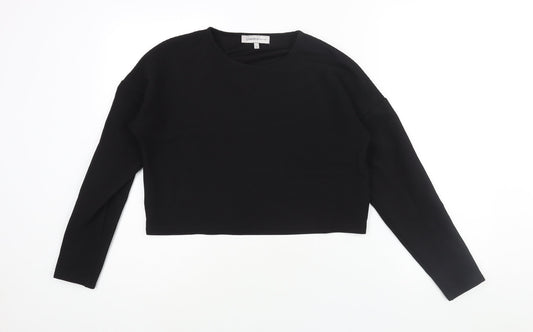 Limited Edition Womens Black Polyester Basic Blouse Size 12 Round Neck - Ribbed