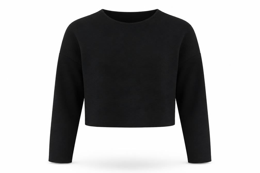 Limited Edition Womens Black Polyester Basic Blouse Size 12 Round Neck - Ribbed
