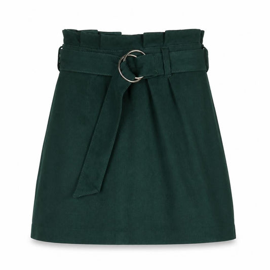 Bershka Womens Green Polyester A-Line Skirt Size XS Zip - Belted
