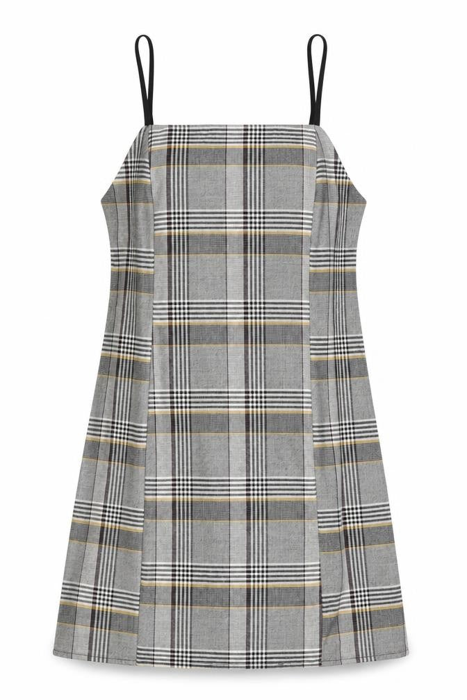 Urban Outfitters Womens Grey Check Polyester Mini Size XS Square Neck Zip