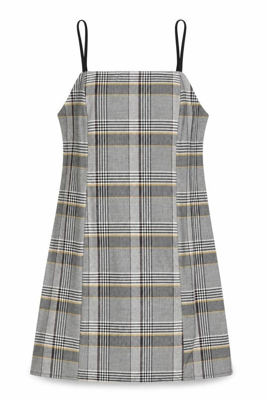 Urban Outfitters Womens Grey Check Polyester Mini Size XS Square Neck Zip