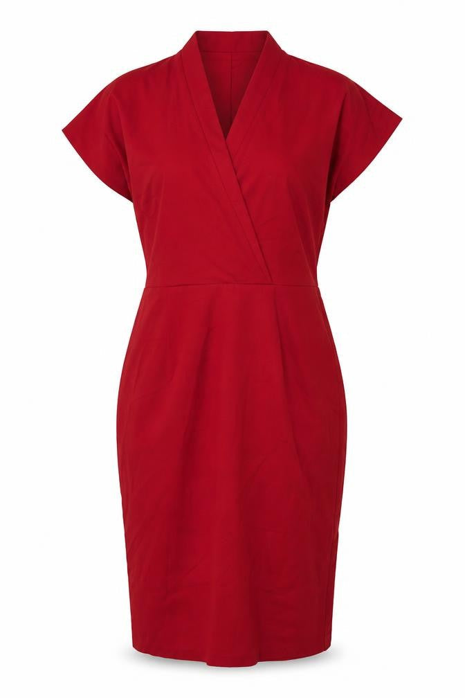 Baukjen Womens Red Polyester Pencil Dress Size 12 V-Neck Zip