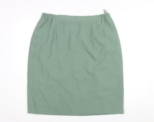 Fashion Extra Womens Green Polyester Straight & Pencil Skirt Size 34 in Zip