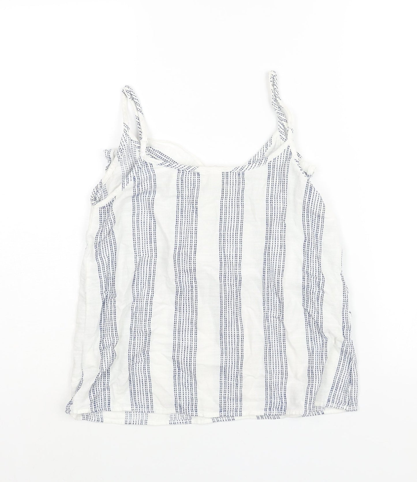 H&M Womens White Geometric Cotton Camisole Blouse Size 8 V-Neck - Frill