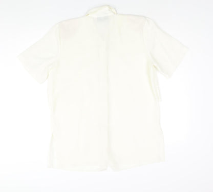 Perceptions Womens Ivory Polyester Basic Blouse Size 12 Collared - Embroidered Detail