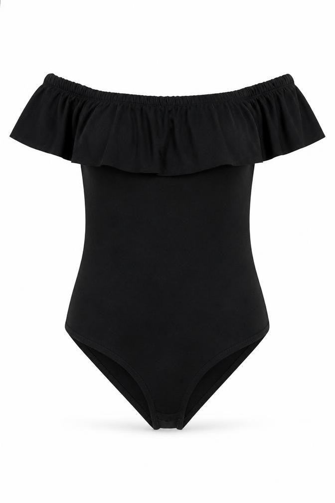 Only Womens Black Viscose Bodysuit One-Piece Size S Snap - Frill