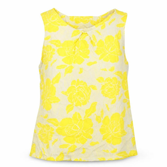 Warehouse Womens Yellow Viscose Camisole Blouse Size 10 Round Neck - Floral Print