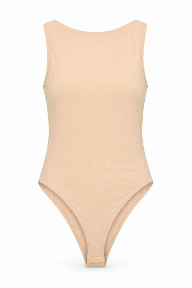 Zara Womens Beige Polyamide Bodysuit One-Piece Size M Snap