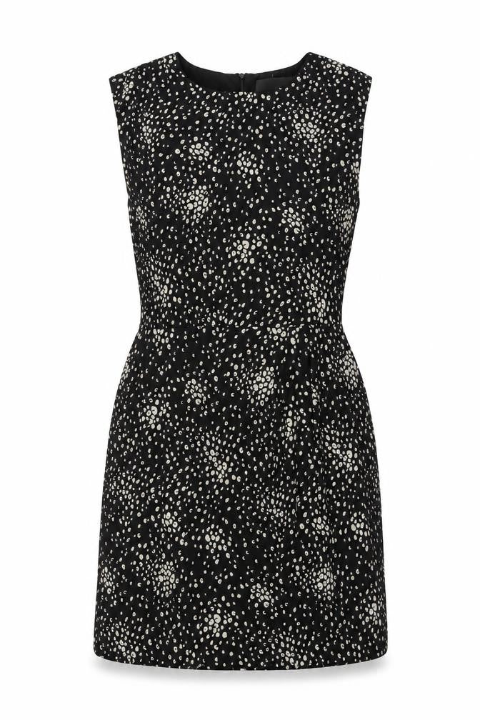 Grace & Mila Womens Black Geometric Polyester Shift Size L Round Neck Zip