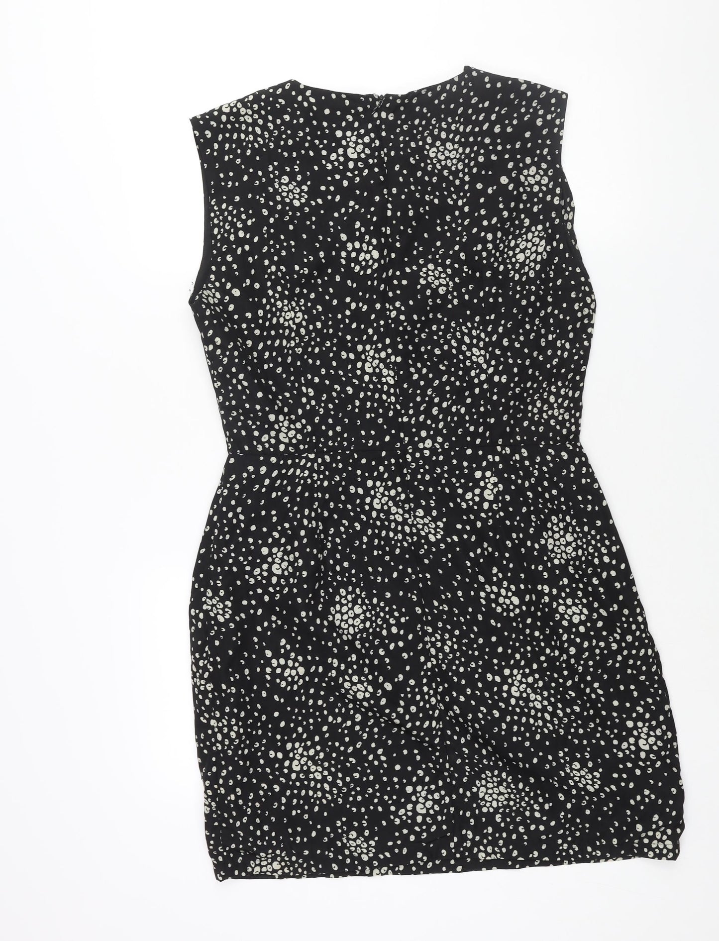 Grace & Mila Womens Black Geometric Polyester Shift Size L Round Neck Zip