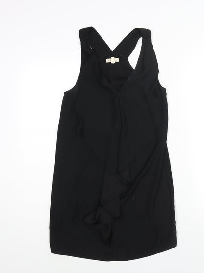 Additional front view of Silence + Noise women’s black polyester mini, size XS, v-neck pullover - frill
