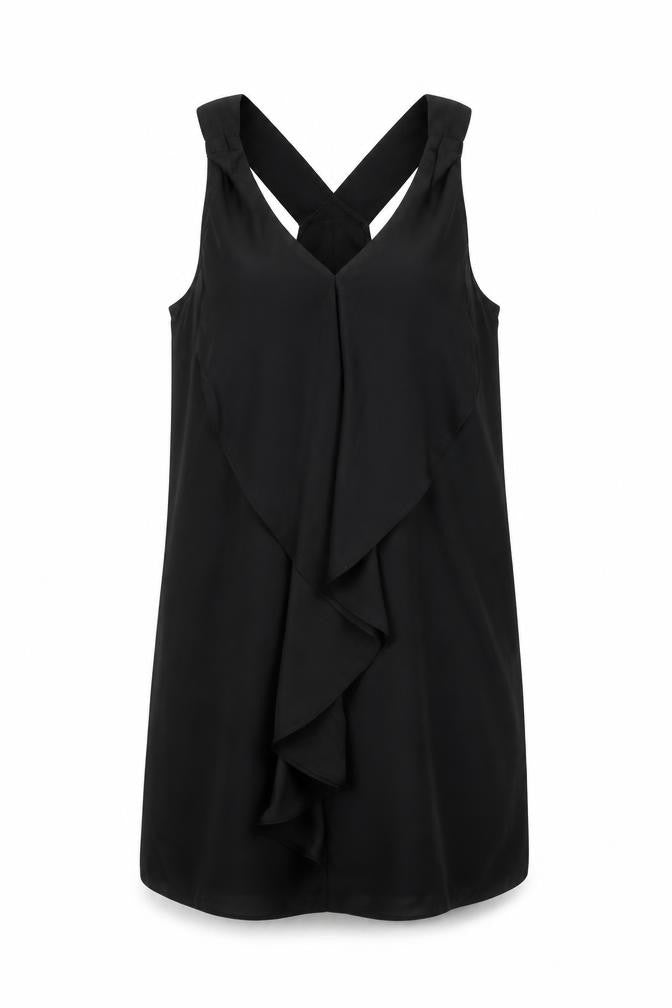 Silence + Noise Womens Black Polyester Mini Size XS V-Neck Pullover - Frill
