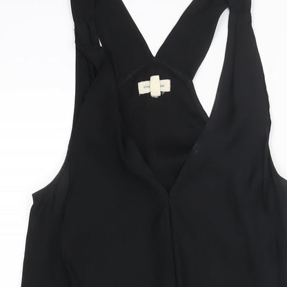 Close-up detail of Silence + Noise women’s black polyester mini, size XS, v-neck pullover - frill