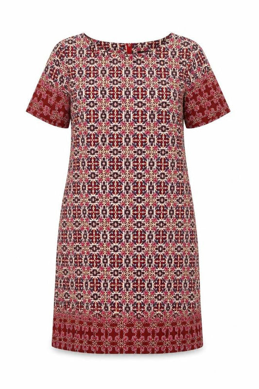 New Look Womens Multicoloured Geometric Polyester Shift Size 10 Round Neck Zip