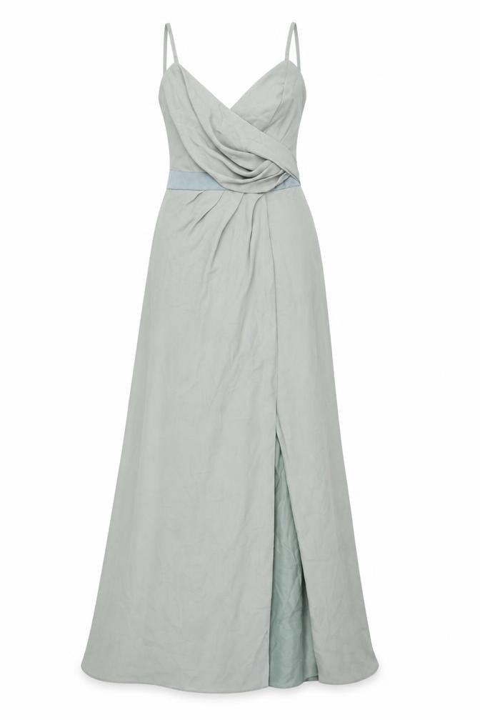 ASOS Womens Green Polyester Ball Gown Size 4 V-Neck Button