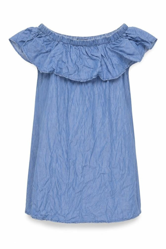 Dorothy Perkins Womens Blue Lyocell Shift Size 12 Off the Shoulder Pullover - Frill