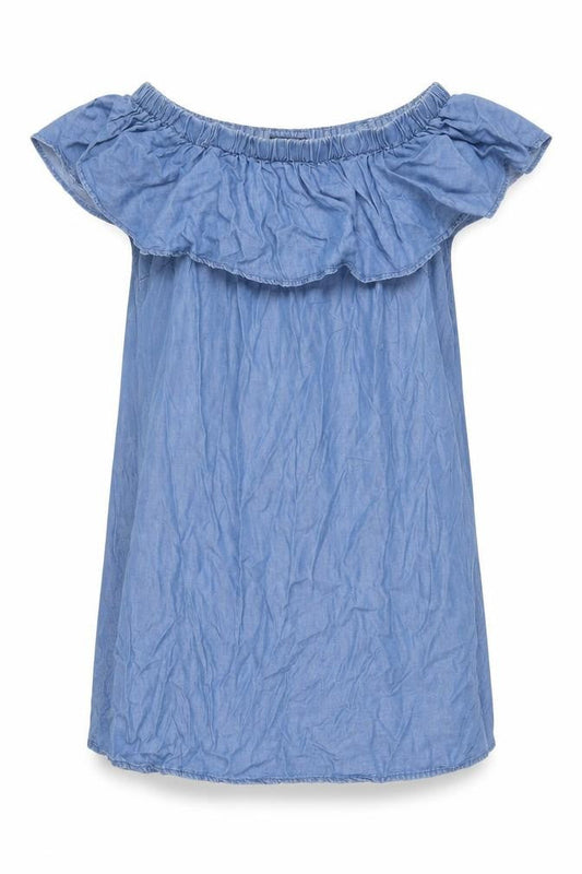 Dorothy Perkins Womens Blue Lyocell Shift Size 12 Off the Shoulder Pullover - Frill