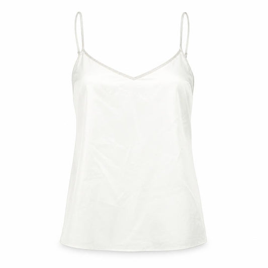 River Island Womens Ivory Polyester Camisole Blouse Size 10 V-Neck - Pearl Rhinestone Straps