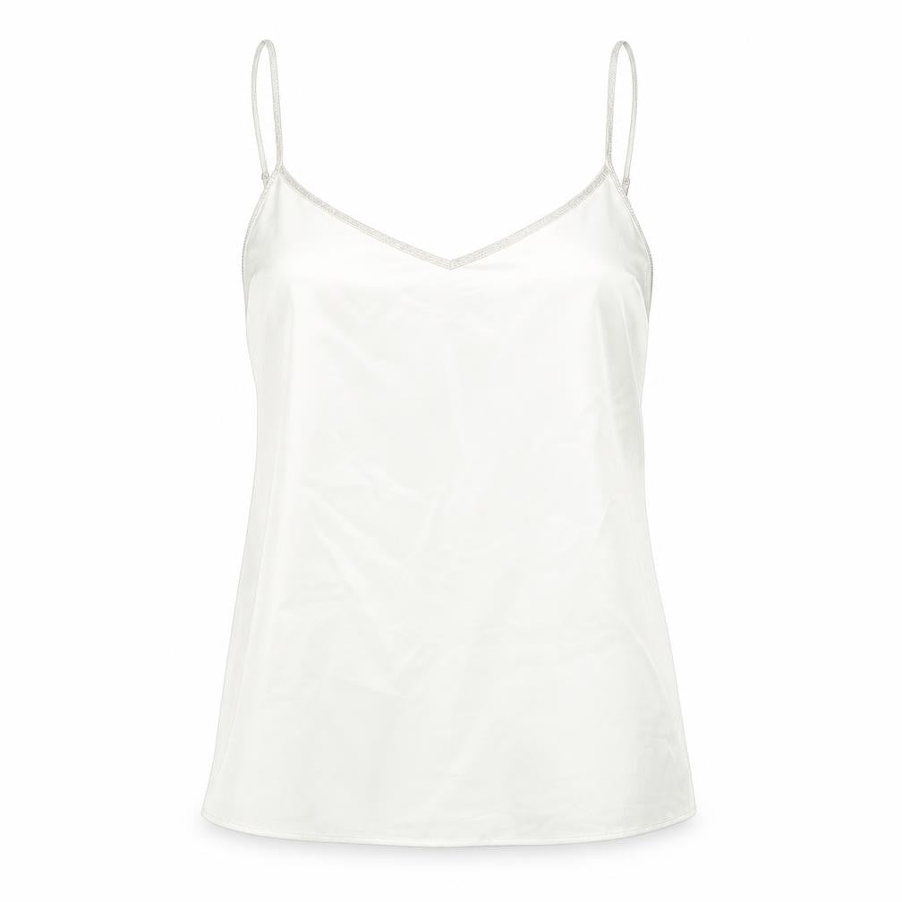 River Island Womens Ivory Polyester Camisole Blouse Size 10 V-Neck - Pearl Rhinestone Straps