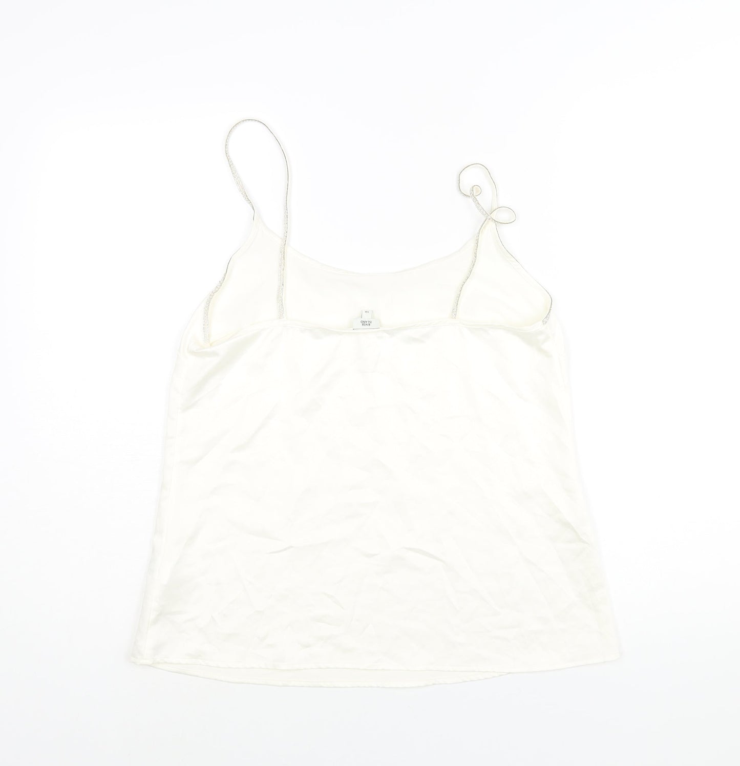 River Island Womens Ivory Polyester Camisole Blouse Size 10 V-Neck - Pearl Rhinestone Straps