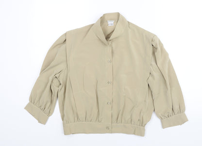 Elinette Womens Beige Polyester Basic Blouse Size 14 Mock Neck