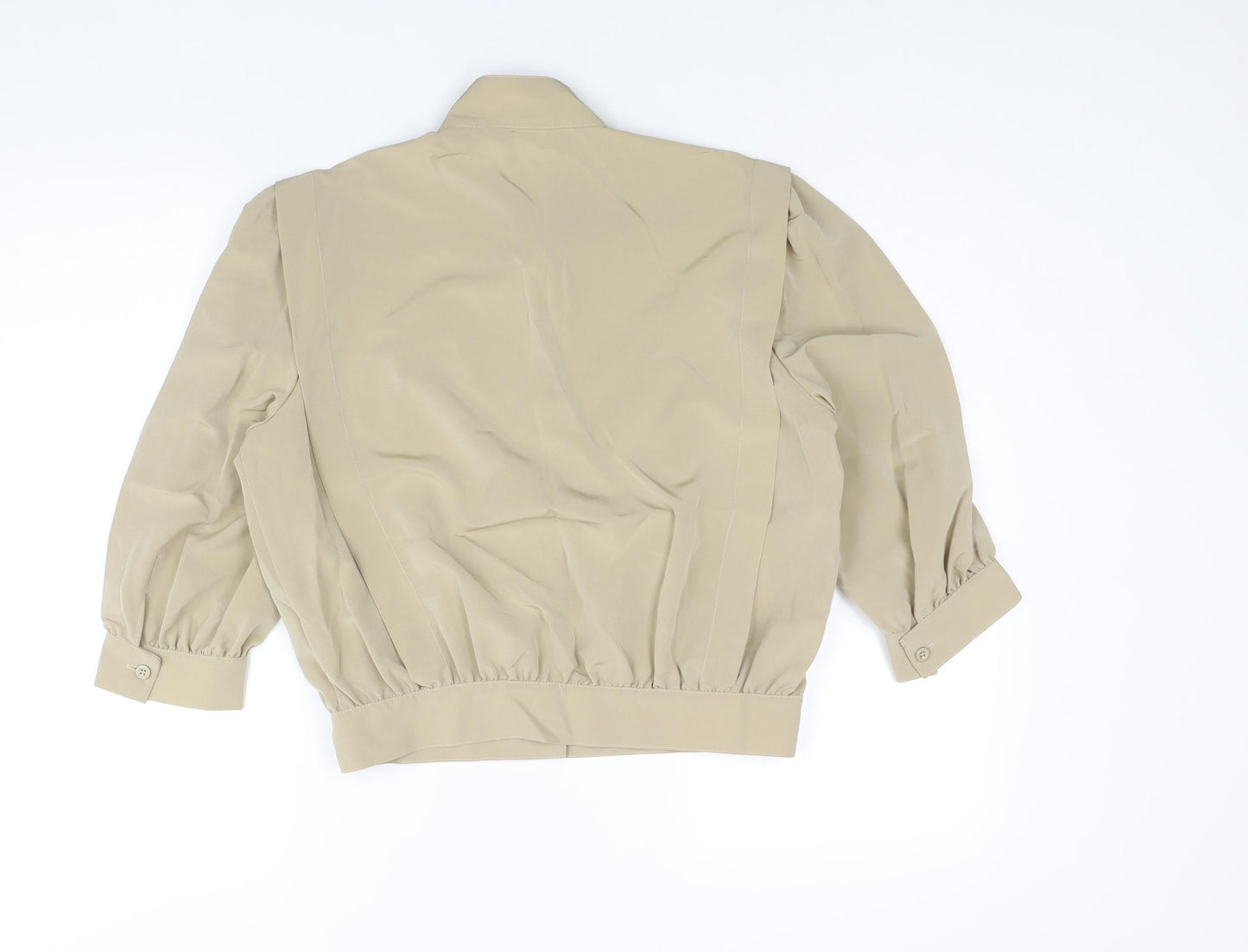 Elinette Womens Beige Polyester Basic Blouse Size 14 Mock Neck