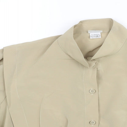 Elinette Womens Beige Polyester Basic Blouse Size 14 Mock Neck