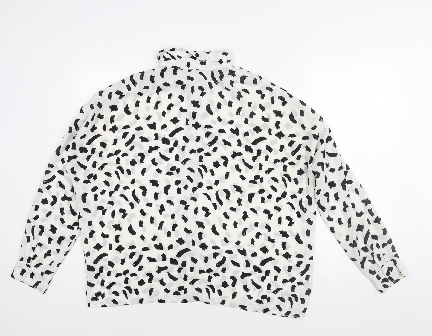 ASOS Womens White Geometric Polyester Basic Button-Up Size 14 Collared