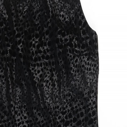 Coast Womens Black Polyester Shift Size 10 Round Neck Zip - Velour Geometric Print