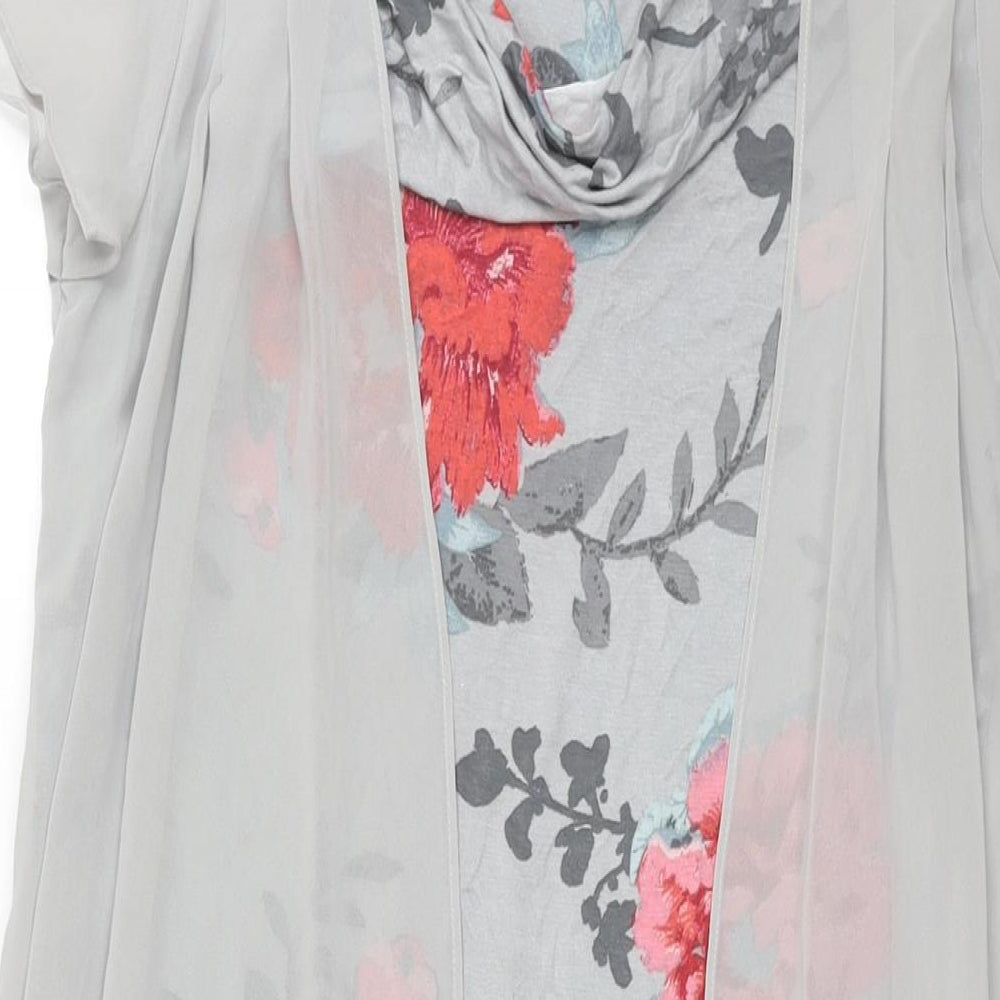 RJR.John Rocha Womens Grey Floral Viscose Shift Size 10 Cowl Neck Pullover