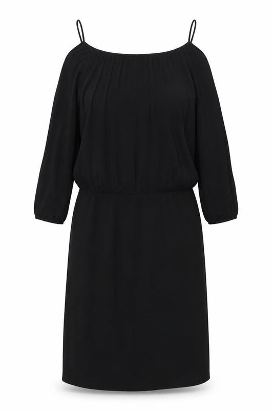 NEXT Womens Black Acetate Shift Size 12 Round Neck Pullover - Cold Shoulder