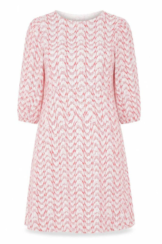 Marks & Spencer Womens Red Geometric Viscose A-Line Size 12 Round Neck Pullover