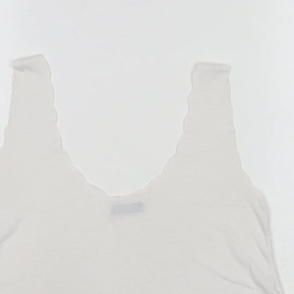 Boohoo Womens White Viscose Basic Tank Size M Scoop Neck