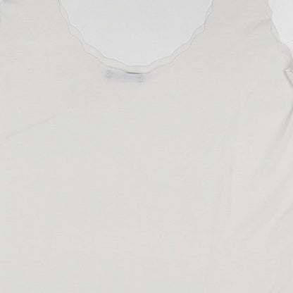 Boohoo Womens White Viscose Basic Tank Size M Scoop Neck