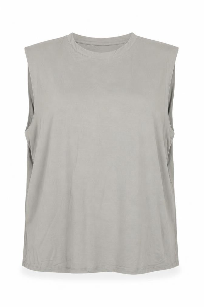 Madeline Womens Grey Viscose Basic Tank Size 18 Round Neck - Shoulder Pads