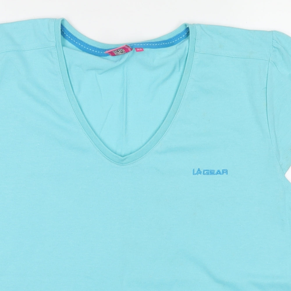 LA Gear Womens Blue Cotton Basic T-Shirt Size 20 Round Neck