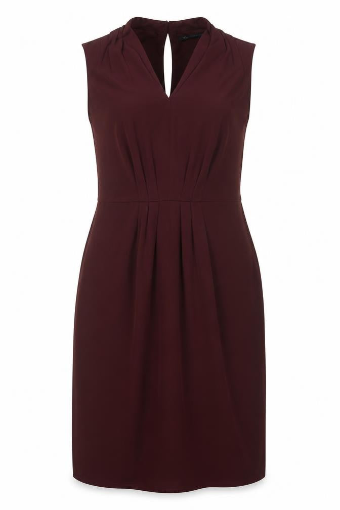 Marks & Spencer Womens Brown Polyester A-Line Size 14 V-Neck Pullover
