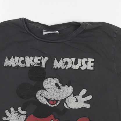 Preloved Disney Womens Brown Cotton Basic T-Shirt Size XS Round Neck - Mickey Mouse - Detail