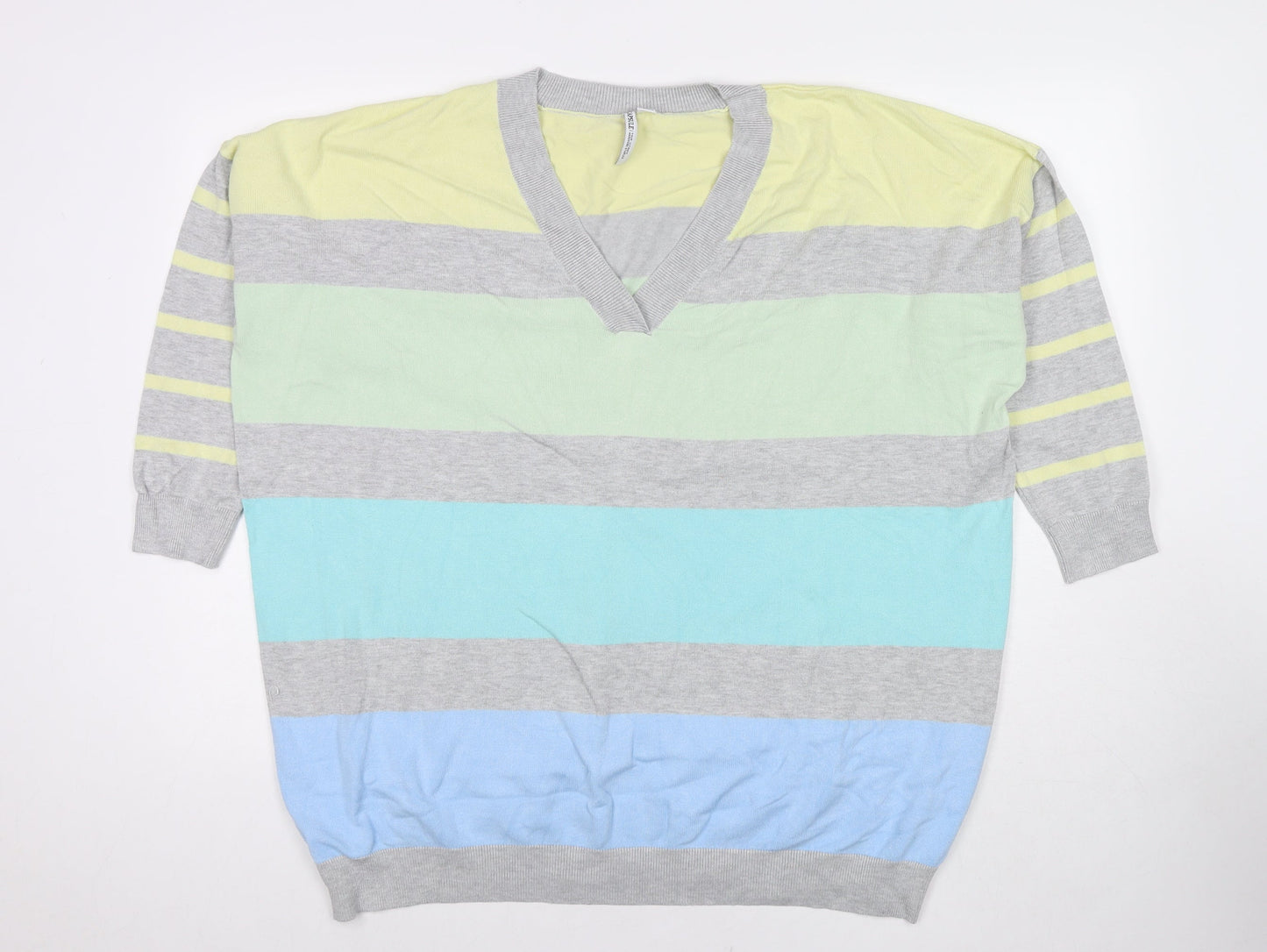 Capsule Womens Multicoloured V-Neck Striped Polyester Pullover Jumper One Size