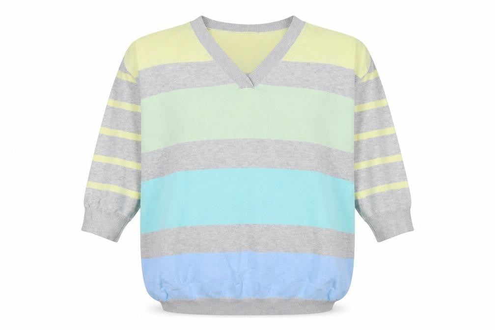 Capsule Womens Multicoloured V-Neck Striped Polyester Pullover Jumper One Size