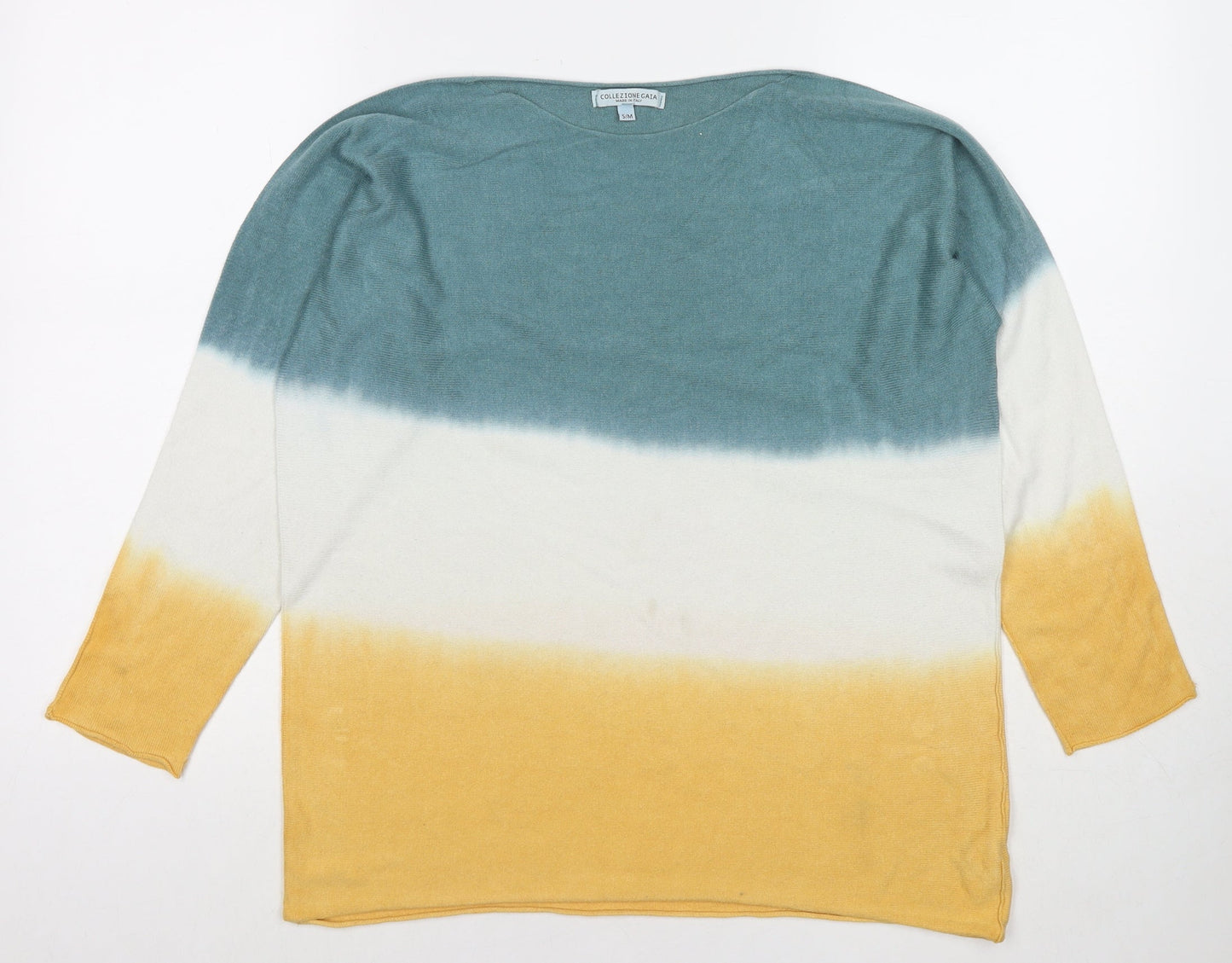 Collezione Gaia Womens Multicoloured Boat Neck Modal Pullover Jumper Size S - Size S/M