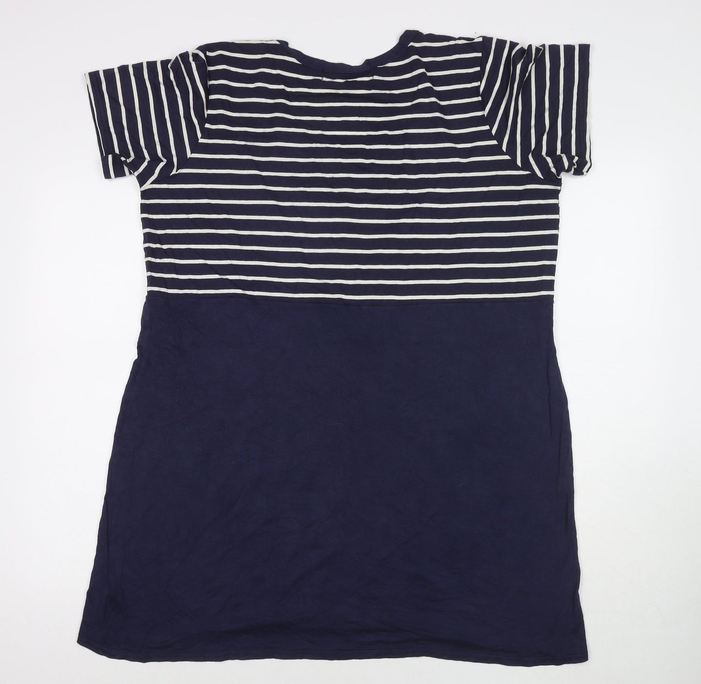 Zoy Womens Blue Striped Viscose T-Shirt Dress Size M Round Neck Pullover