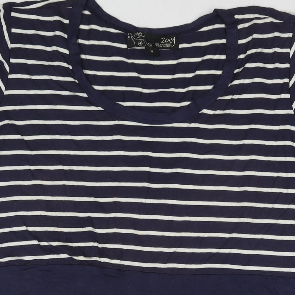 Zoy Womens Blue Striped Viscose T-Shirt Dress Size M Round Neck Pullover