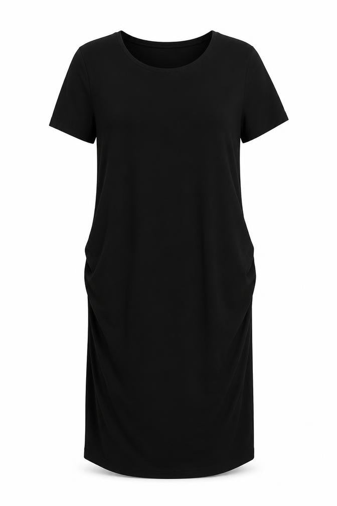 H&M Womens Black Cotton T-Shirt Dress Size 12 Scoop Neck Pullover