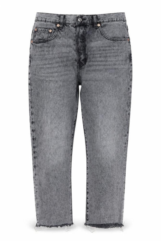 Mango Womens Grey Cotton Blend Cropped Jeans Size 14 L25 in Regular Zip
