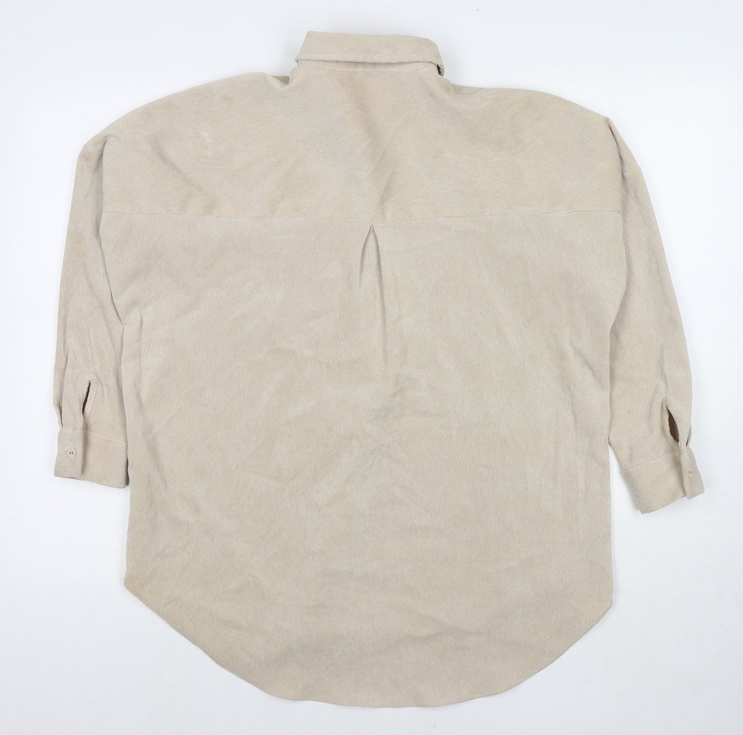 Zara Womens Beige Cotton Basic Button-Up Size XS Collared