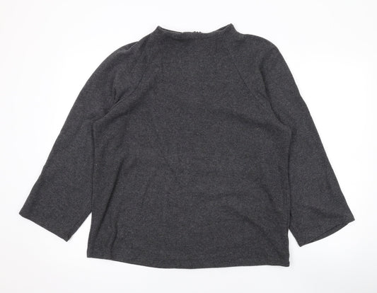 Marks and Spencer Womens Grey Mock Neck Polyester Pullover Jumper Size 16
