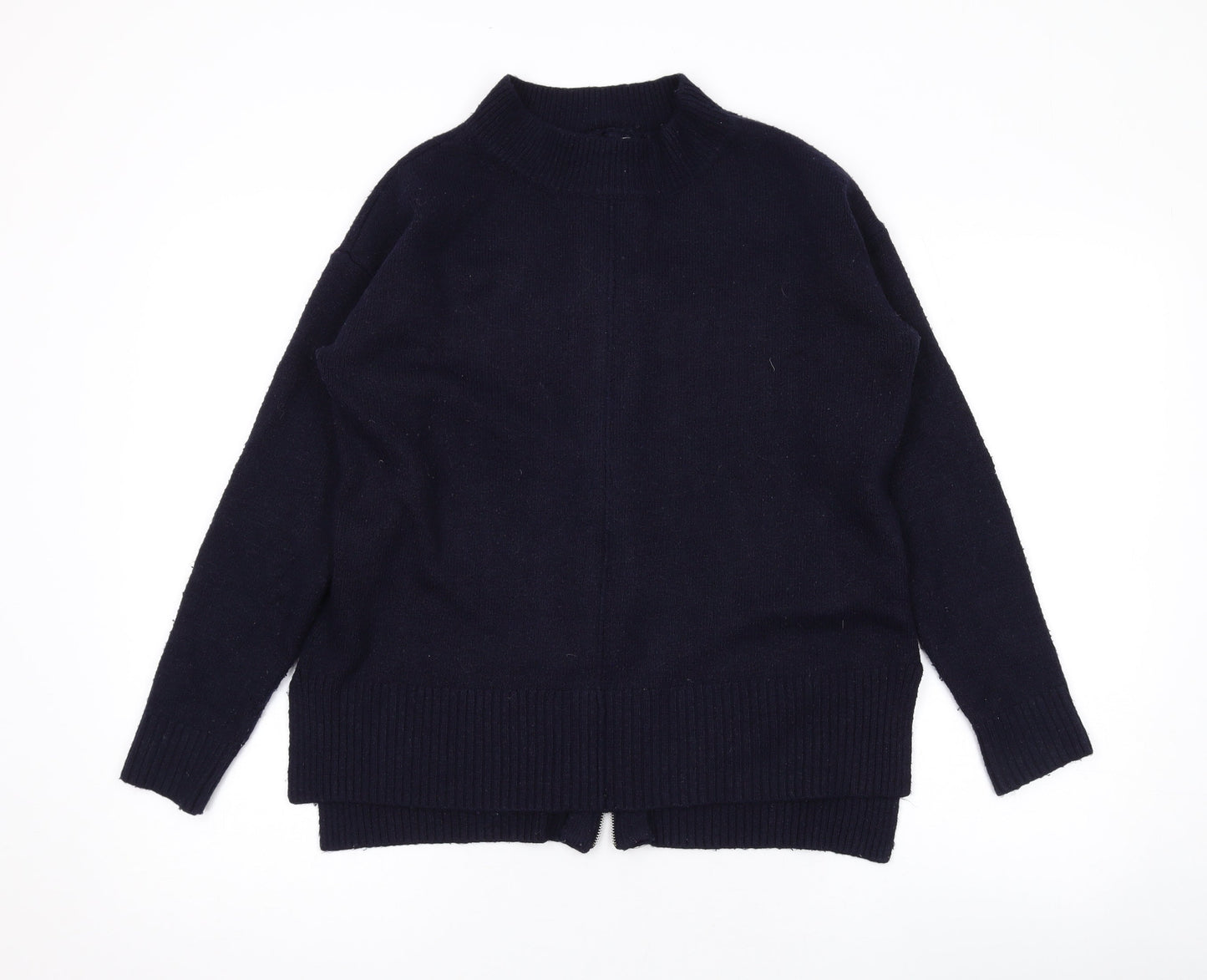 Red Herring Womens Blue Mock Neck Acrylic Pullover Jumper Size 12